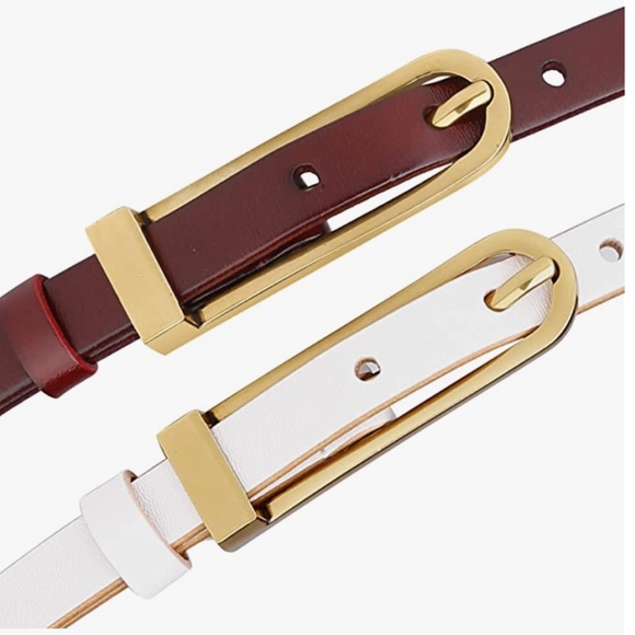 Womens 0.6” Thin Waist Belts, CATELLES 1.4cm Skinny Full Grain Leather Fashion D main image 6